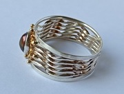 Pierścionek srebrny z kamieniem srebro złocone Ag 925 5,7g