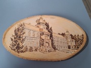 Drzeworyt dekoracja z drewna Łańcut prl