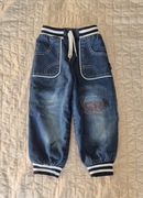 Spodnie chłopięce jeansowe ocieplane na misiu na zimę r.92