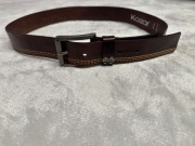 Kazar skórzany pasek brązowy modny 115 cm jesień