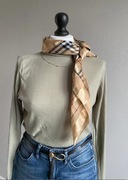 Elegancka bluzka damska półgolf zielona glinka oliwka prążkowana