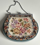 Luksusowa Torebka Petit Point „Royal Teal” gobelinowa, skóra