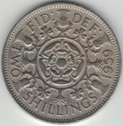Wielka Brytania 2 szylingi two shillings (floren) 1959 -  28,4 mm - nr 1