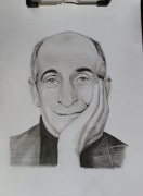 Louis de Funes rysunek, portret odręczny ołówkiem 