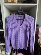 Lawendowy sweter Ralph Lauren warkocz 