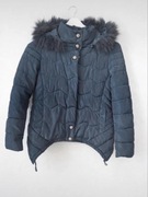 Granatowa kurtka zimowa ocieplana z kapturem Fly