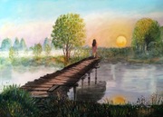 Wstaje nowy dzień. Obraz olejny namalowany na płótnie 50 x 70 cm