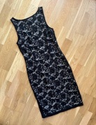 Elegancka koronkowa czarna sukienka Mango r. M