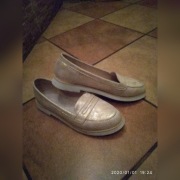 buty mokasyny beżowy złoty