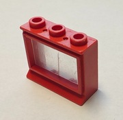 Lego 31bc01 okno z szybą 1x3x2 czerwony - 1 sztuka !