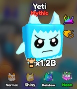 Mityczny zwierzak/Pet YETI! 1.2B!!! z enchantami Roblox Gym star simulator 