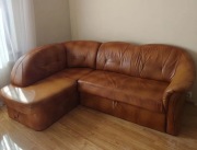 Skórzany narożnik karmelowy + spanie 120x200 | Wygodny | 399 zł