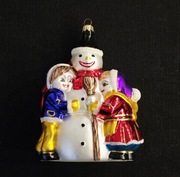 Bombka choinkowa Bałwan z dziećmi szklane ozdobyna choinkę 