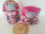 Komplet zestaw ocieplany zimowy czapka komin Minecraft  dla dziewczynki 