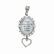 Medalion zawieszka do bukietu ślubnego ze zdjęciem tekstem marynarki ślub