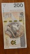 Banknot 200zł unikalny lustrzany numer