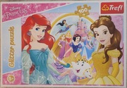 Puzzle trefl księżniczki Disney brokatowe 100 elementów  5+