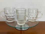 Stare Szklane Kufle 3 szt Zestaw
