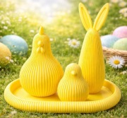 Ozdoba wielkanocna – 2 Kurczaki, Zając i podstawka | Skandynawski styl