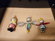 TRZY ORYGINALNE BOMBKI CHOINKOWE PRL PAJACYKI 