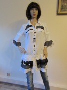 ELLY ITALIA ELISA CAVALETTI długa biała tunika koszula falbanki 100% len_ S