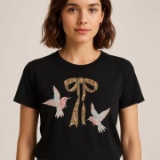 Bluzka Tshirt kolibry haft cekiny 38/40