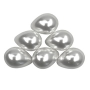 Perła SEA SHELL Pearl, koraliki w kształcie ŁEZKI, białe, 13x18 mm., 1 szt.