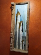 Obraz olejny w starej drewnianej ramie 