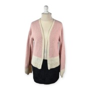 Ręcznie robiony kardigan wełniany L/XL pudrowy róż pastelowy handmade