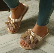 Kapcie damskie, miękka podeszwa Odkryte palce Beżowe Nowe Rozmiar 41 