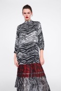ZARA sukienka maxi długa falbanki panterka zebra plisowana y2k boho wzór S