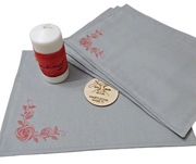 Szare haftowane maty na stół - zestaw 4 szt.