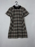 YH-47 Sukienka trapezowa George w kratkę z kołnierzykiem Peter Pan