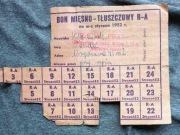Bon Mięsno - Tłuszczowy R-A 1952 styczeń, kartki, bony, PRL Kraków
