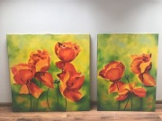 Obraz płótno Maki, tryptyk , boho