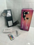 dwupunktowa lampa sufitowa rgb z funkcją ściemniania i sterowania pilotem