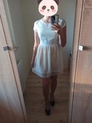 Biała sukienka mini, rozkloszowana M na wieczór panieński