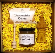 BOX Zestaw Prezentowy, upominek: MIÓD, ŚWIECZKA, KRÓWKA-Śladem Lasu