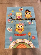 Dywan dziecięcy w sowy 120x170cm niebieski sówki