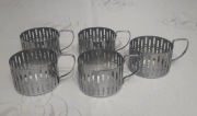 Uchwyty metalowe do szklanek, szt. 5, PRL