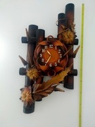 zegar ścienny 100 cm 50 cm  SKÓRA  DREWNO BRĄZOWY