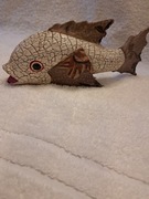 Stara dekoracyjna ryba – ręcznie malowana, 23 cm,  figurka vintage
