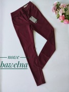 Nowe bordowe dopasowane spodnie damskie skinny jeans Vero Moda 36 S 
