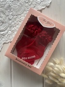 Czerwone skarpetki z opaską dla niemowlaka na sesję roczek wianek 0-6 6-12 