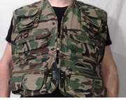 kamizelka moro myśliwska wędkarska  krótka 24 kieszeni