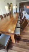 Gigantyczny stół dębowy 380x125 cm na 4 nogach + 18 dębowych krzeseł