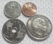 Dania Małgorzata II Zestaw 4 monet 1978 5 ore + 10 ore + 25 ore + 1 korona