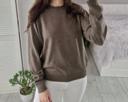 Coney island brązowy jasnobrązowy wełniany sweter 50% wełna merino S