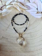 Naszyjnik Choker z Kamieni Naturalnych Onyks Cytryn Spinel Hematyt 