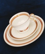 **filiżanka kremowo-złote TRIO porcelana stary Hackefors 1934+